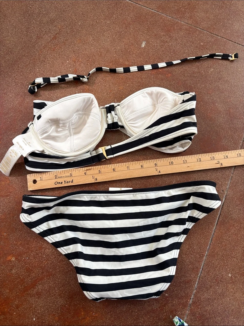 kate spade Black and White Striped Bandeau Bikini
